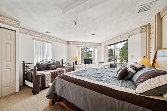 bedroom featuring a closet and carpet floors