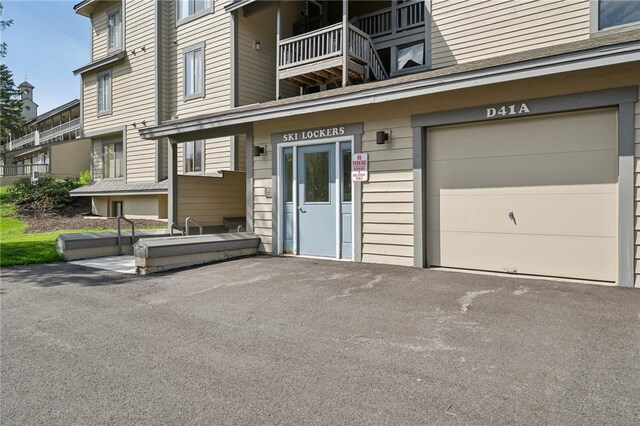 exterior space with a garage