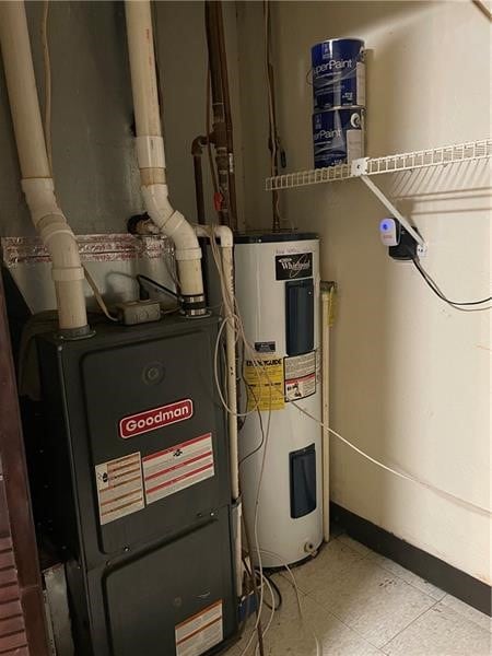 utility room with water heater