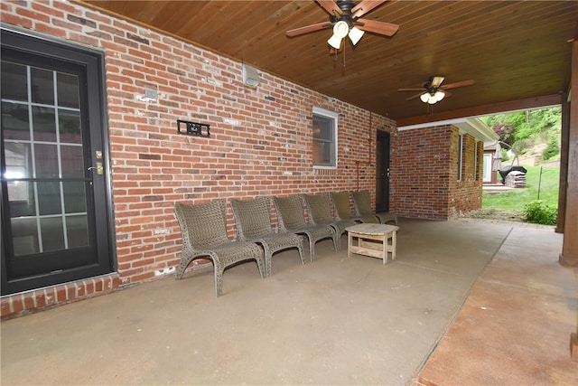 view of patio / terrace featuring ceiling fan