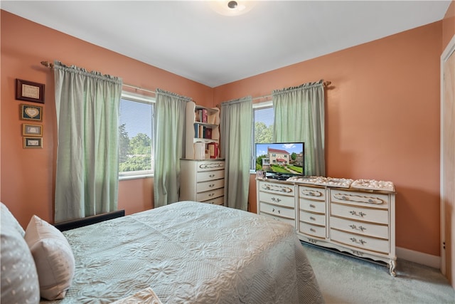 bedroom featuring carpet flooring and multiple windows