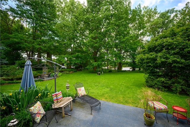 view of yard with a patio area