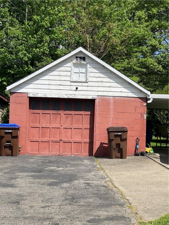 view of garage