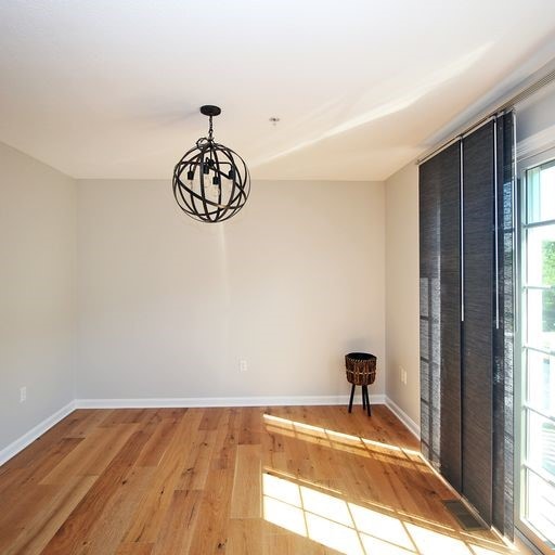 unfurnished room with hardwood / wood-style flooring