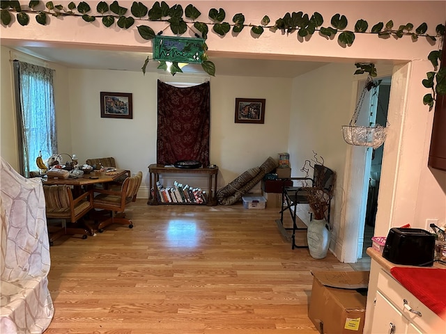 foyer with light wood-type flooring