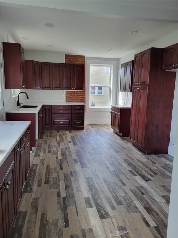 kitchen featuring sink and dark hardwood / wood-style flooring