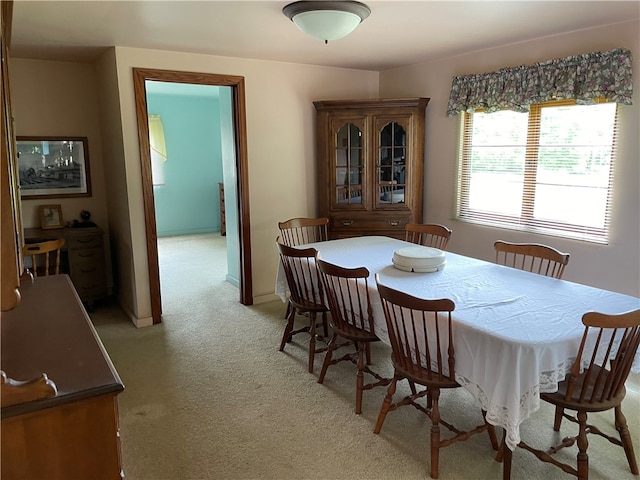 view of carpeted dining room