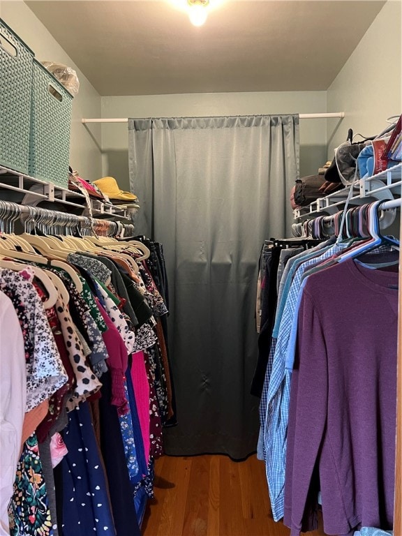 spacious closet with hardwood / wood-style flooring