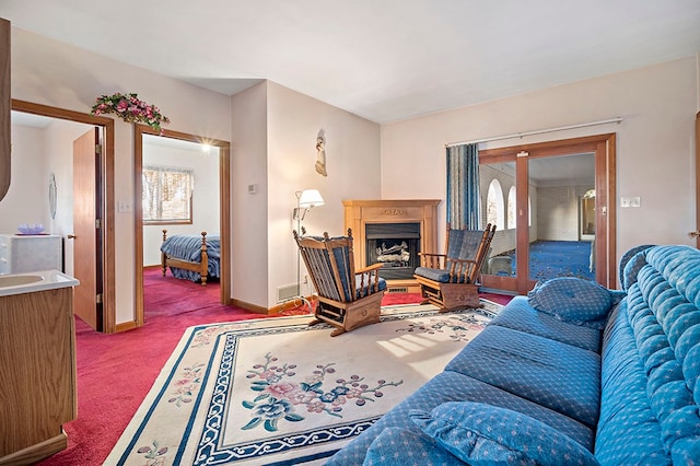 living room featuring carpet floors