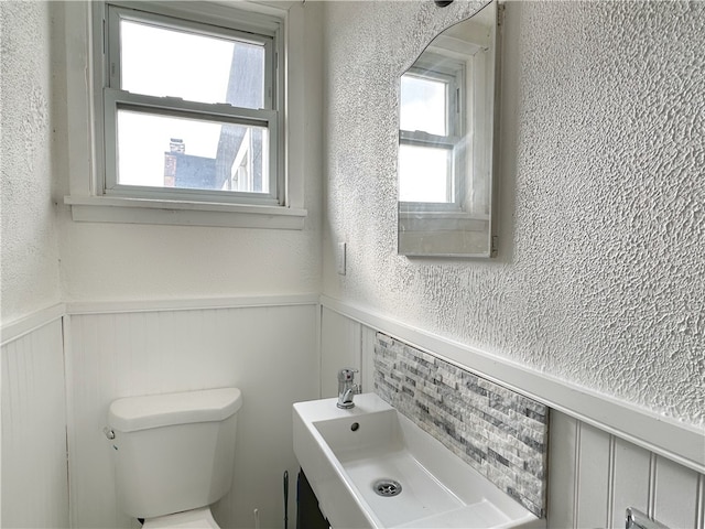 bathroom with plenty of natural light and toilet