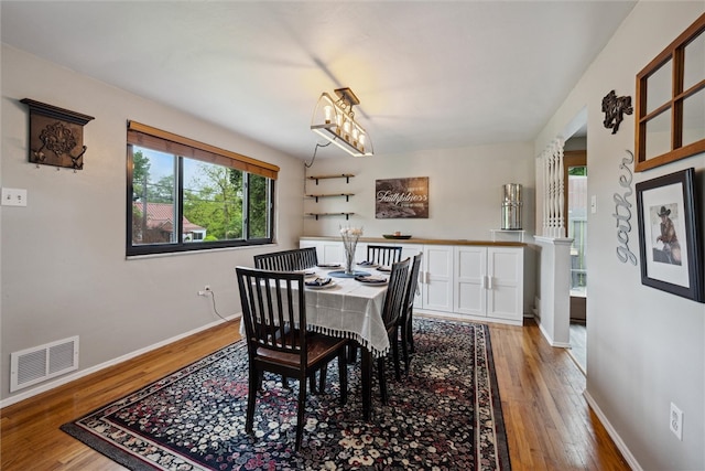 dining room with light hardwood / wood-style flooring