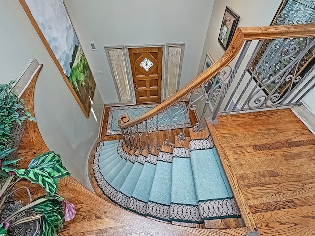 foyer with a towering ceiling