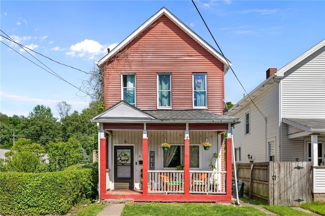 front facade with a porch