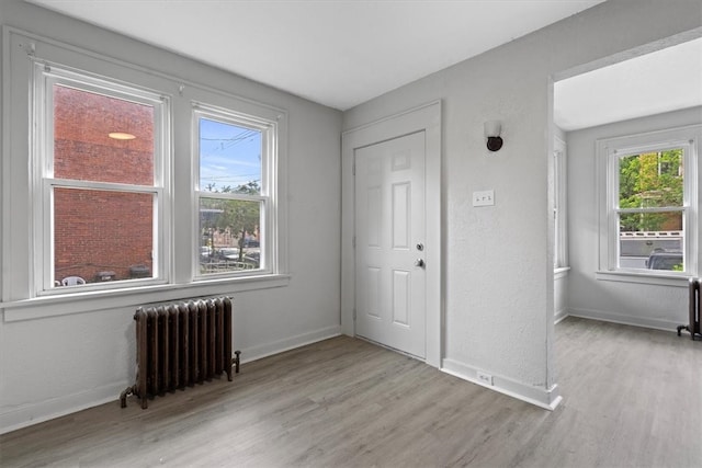 interior space featuring light hardwood / wood-style flooring and radiator heating unit