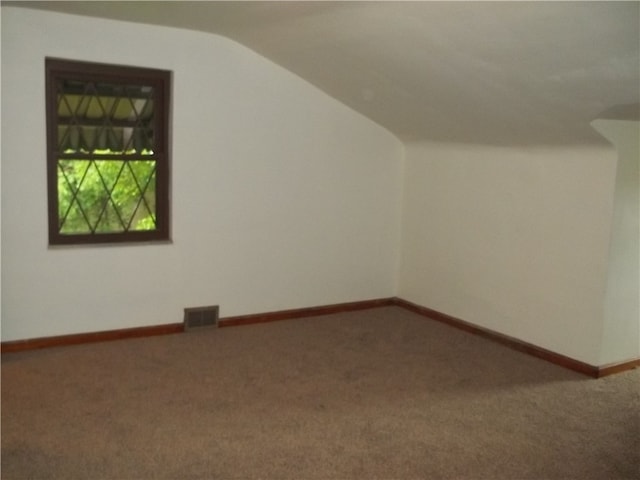 additional living space with carpet floors and lofted ceiling