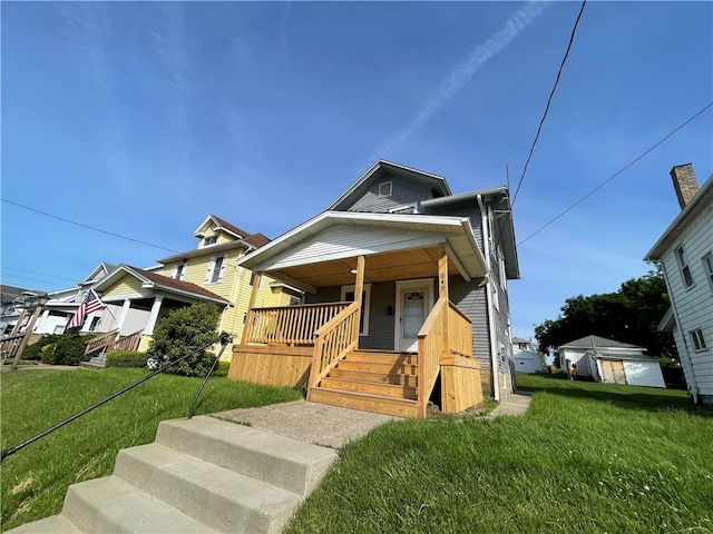 bungalow with a front lawn