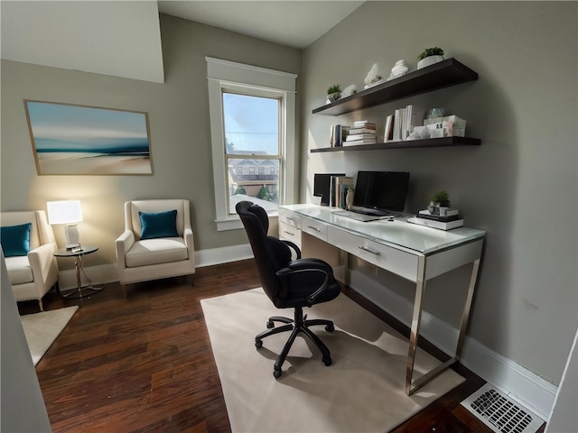 office featuring dark hardwood / wood-style floors