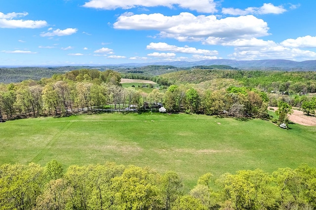 birds eye view of property featuring a mountain view