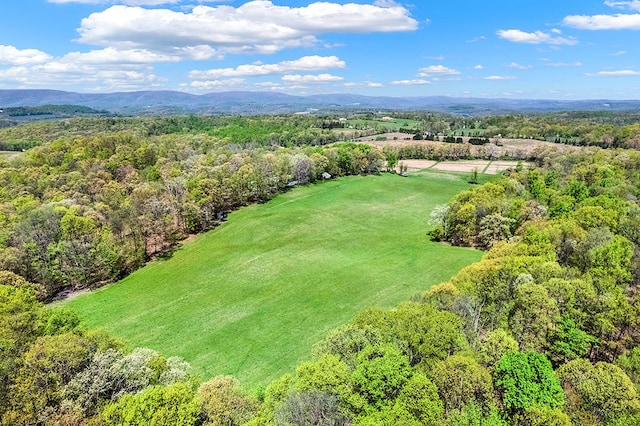 drone / aerial view featuring a mountain view