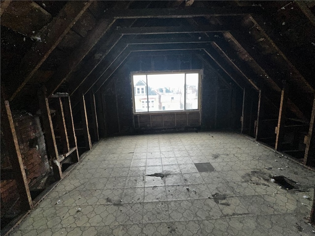 view of unfinished attic