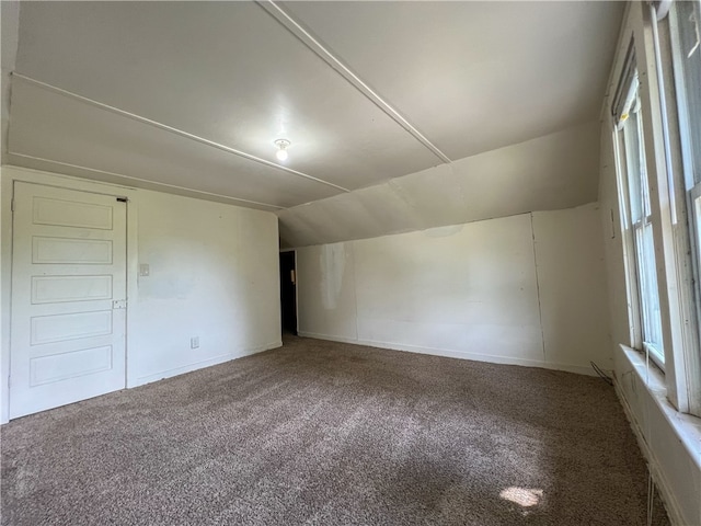 additional living space with carpet flooring and lofted ceiling