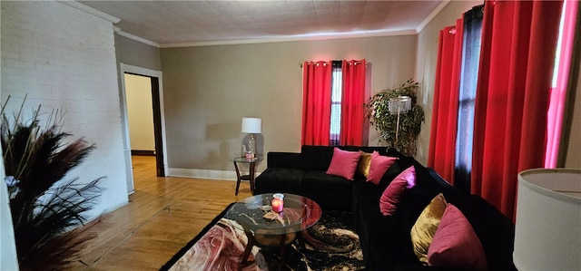 interior space featuring ornamental molding and hardwood / wood-style floors