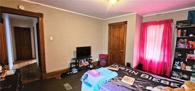 bedroom featuring ornamental molding