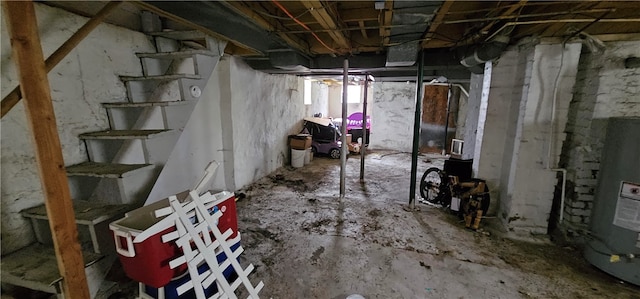 basement with water heater