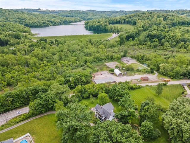 bird's eye view featuring a water view