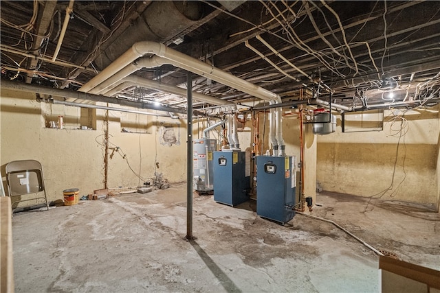 basement featuring water heater