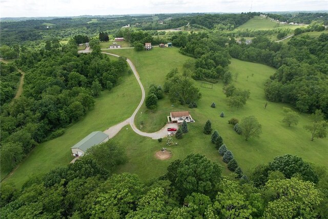 aerial view with a rural view