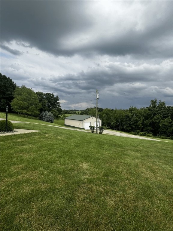 view of property's community with a lawn