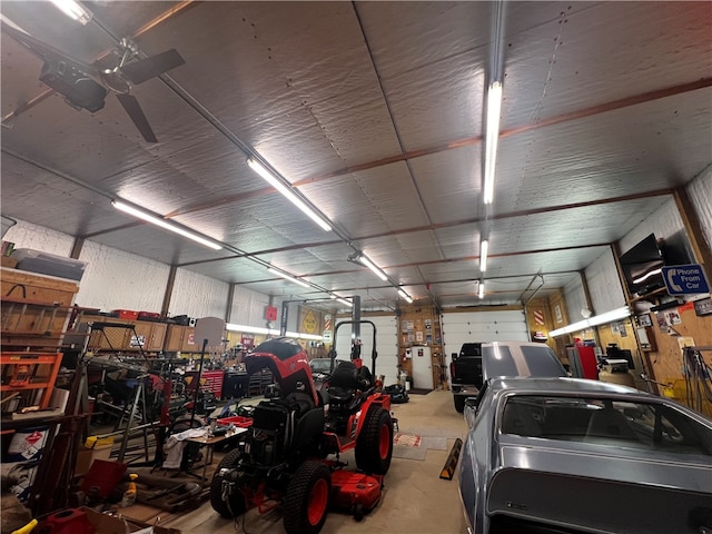 garage featuring a workshop area