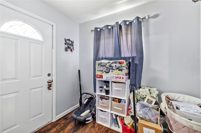 playroom featuring dark hardwood / wood-style flooring