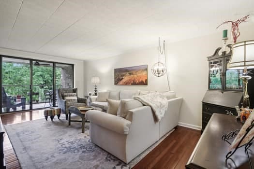 living room featuring dark hardwood / wood-style floors