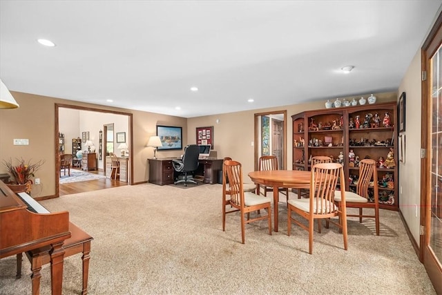 view of carpeted dining room