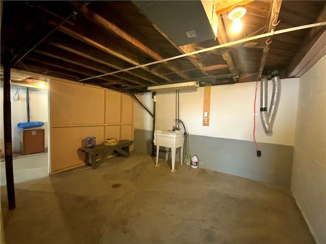 basement with sink