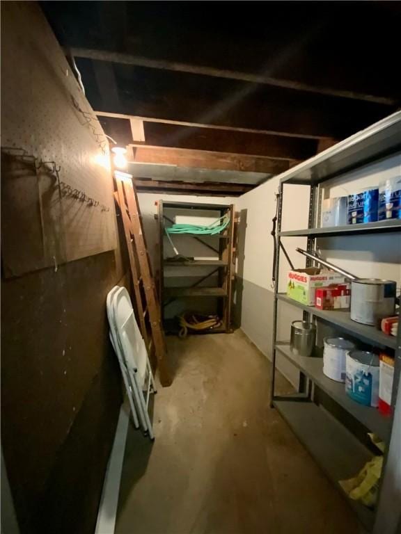 view of unfinished basement