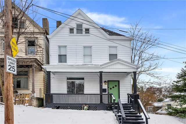 view of front of home with covered porch