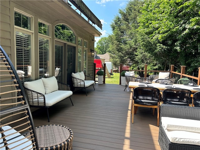 deck featuring an outdoor hangout area