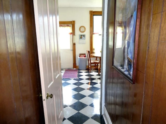 corridor with tile flooring