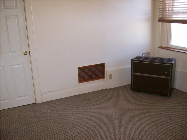 spare room featuring dark carpet