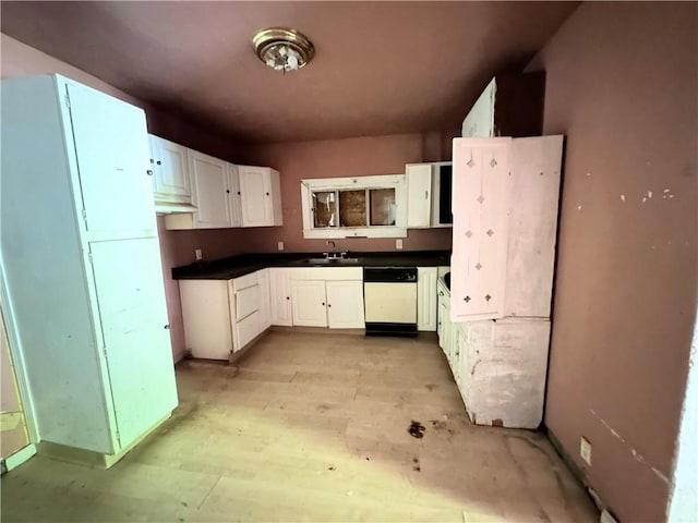 kitchen featuring dishwasher, white cabinetry, and sink