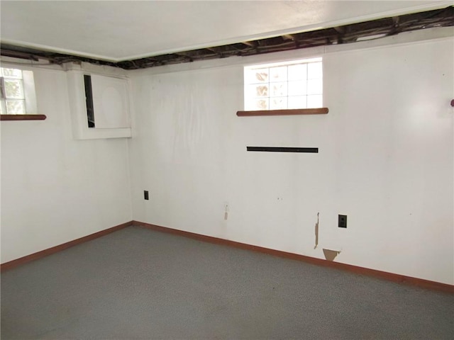 basement with carpet flooring