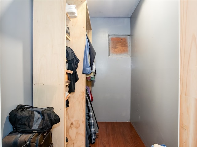 walk in closet featuring hardwood / wood-style flooring