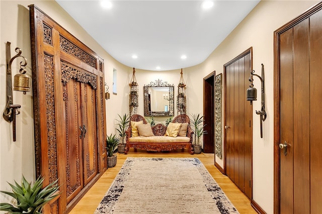 entrance foyer with light hardwood / wood-style floors