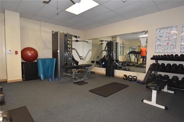 exercise room featuring carpet