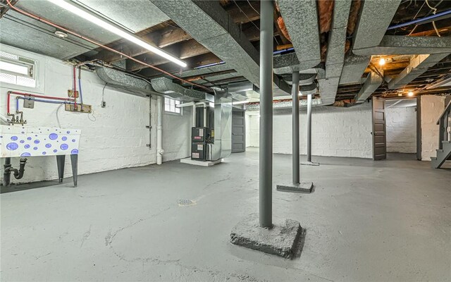 basement with heating utilities