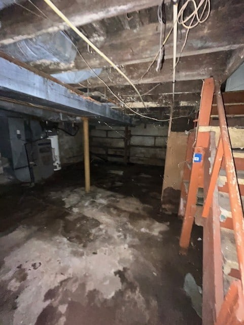 basement with heating unit