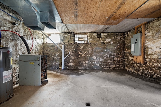 basement with water heater